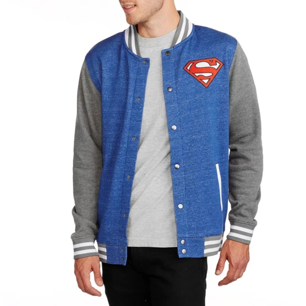 DC Comics Superman Varsity Fleece Jacket, Size L